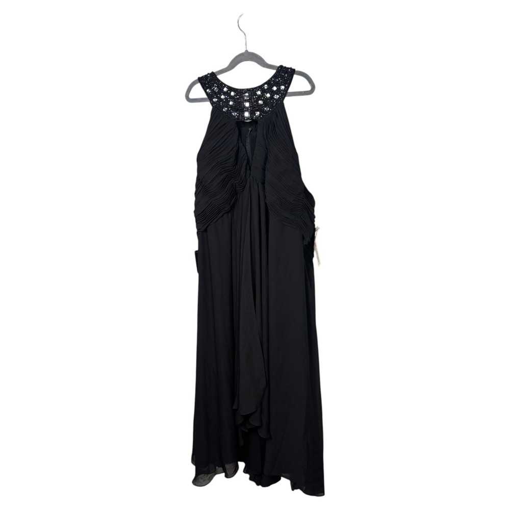 CACHET Black Beaded Halter Evening Gown Size 22W‎ Formal Y2K Dress NWT Glam Chic